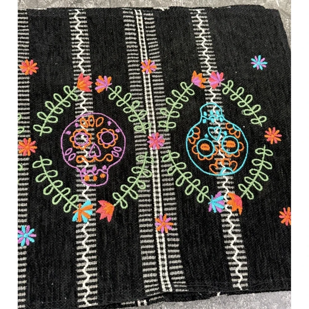 Christian Lacroix Maison Embroidered Sugar Skull Floral Table Runner 14